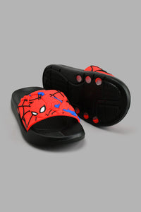 Redtag-Black-Spiderman-Character-Slide-Sliders-Boys-3 to 5 Years