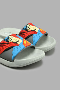 Redtag-Grey-Superman-Character-Slide-Sliders-Boys-3 to 5 Years