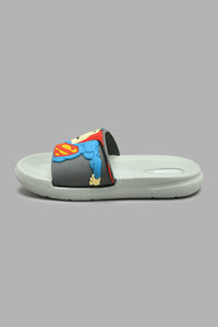 Redtag-Grey-Superman-Character-Slide-Sliders-Boys-3 to 5 Years