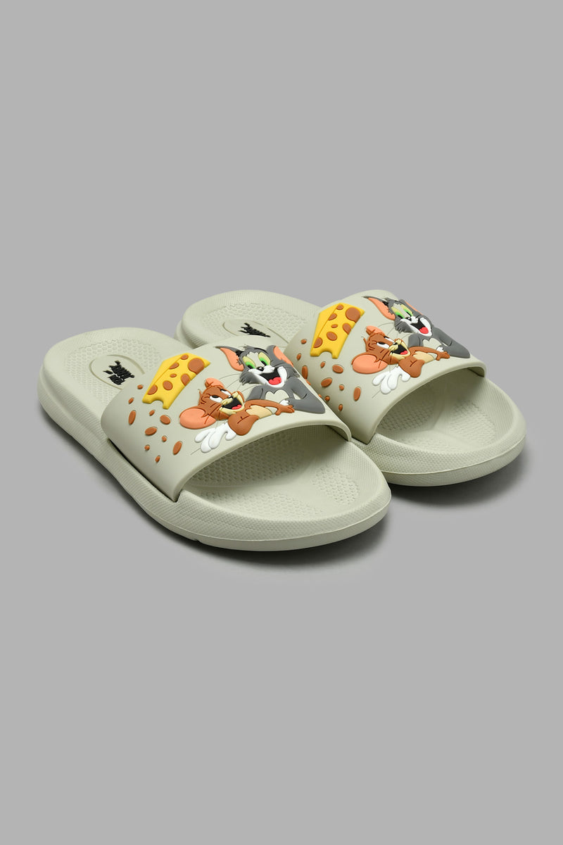 Redtag-Grey-Tom-And-Jerry-Character-Slide-Sliders-Boys-3 to 5 Years