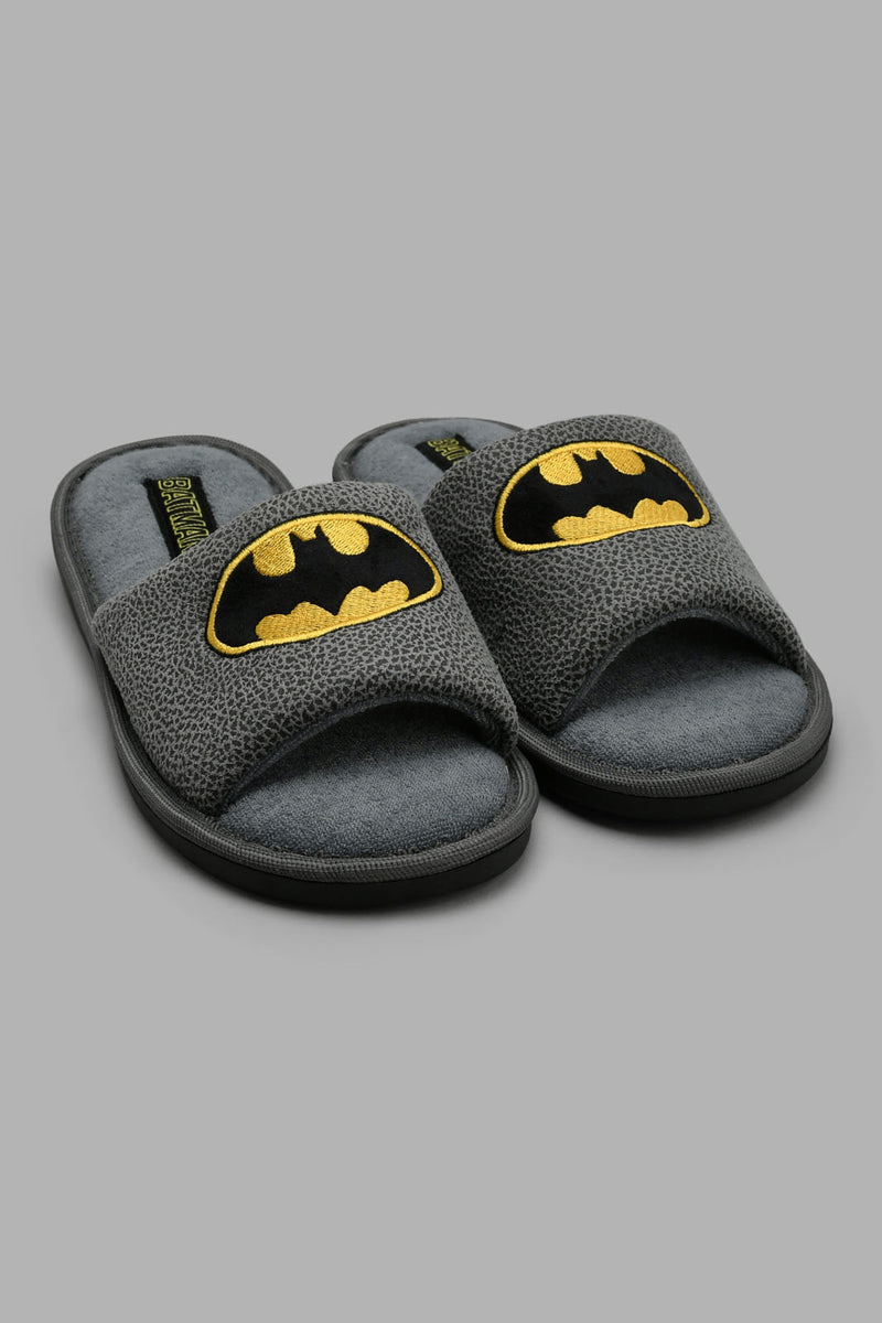 Redtag-Grey-Batman-Character-Slipper-Slippers-Senior-Boys-5 to 14 Years