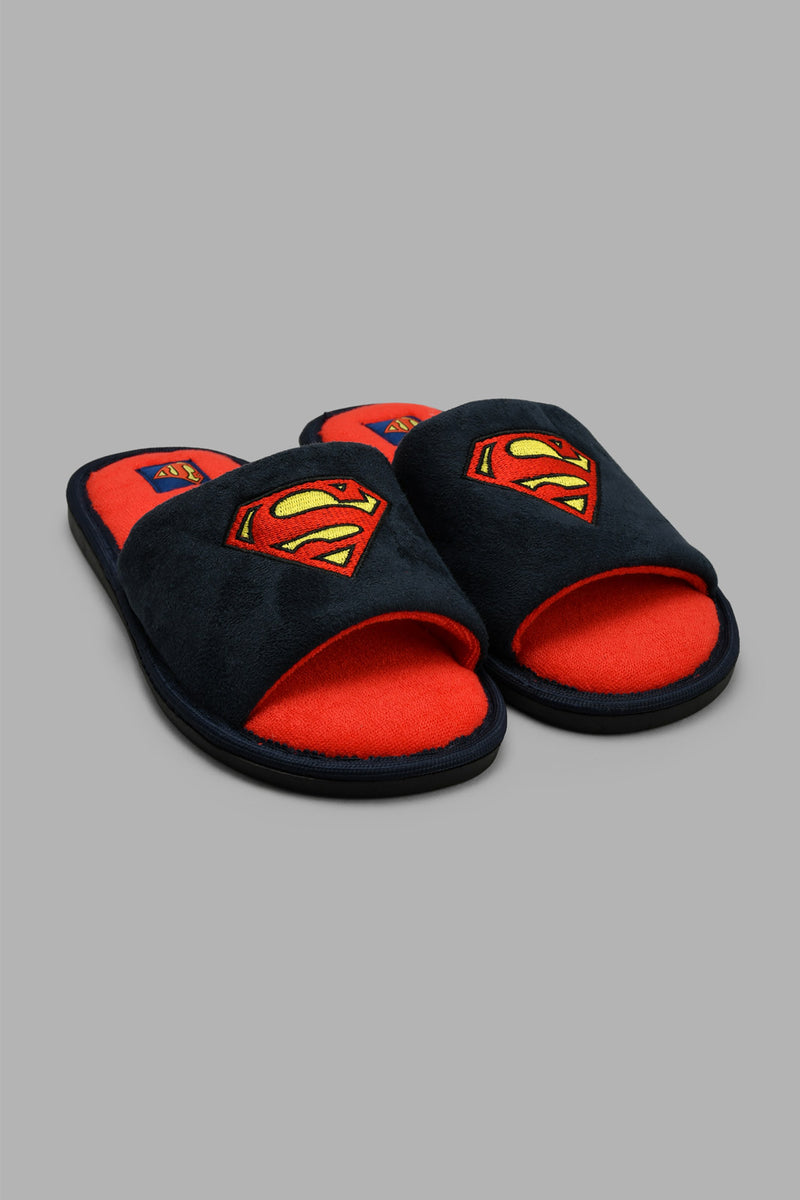 Redtag-Navy-Superman-Character-Slipper-Slippers-Senior-Boys-5 to 14 Years