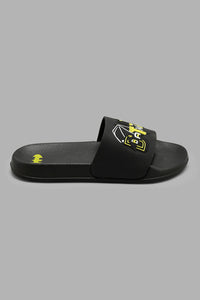 Redtag-Black-Batman-Character-Slide-Sliders-Senior-Boys-5 to 14 Years