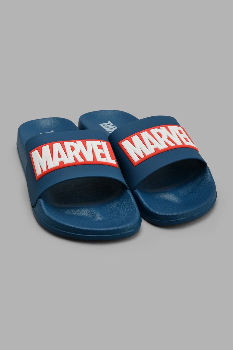 Redtag-Navy-Marvel-Character-Slide-Sliders-Senior-Boys-5 to 14 Years