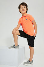 Load image into Gallery viewer, Redtag-Orange-With-Blue-Tipping-Collar--Polo-Polo-Shirts-Boys-2 to 8 Years
