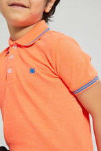 Load image into Gallery viewer, Redtag-Orange-With-Blue-Tipping-Collar--Polo-Polo-Shirts-Boys-2 to 8 Years
