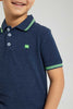 Redtag-Navy-With-Green-Tipping--Collar-Polo-Boys-T-Shirts,-Colour:Navy,-Filter:Boys-(2-to-8-Yrs),-New-In,-New-In-BOY,-Non-Sale,-S22B,-Section:Kidswear,-TBL-Boys-2 to 8 Years