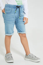 تنزيل الصورة على معرض الصور، Redtag-Lightwash-Knit-Denim-Shorts-Denim-Shorts-Boys-2 to 8 Years
