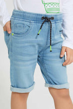 تنزيل الصورة على معرض الصور، Redtag-Lightwash-Knit-Denim-Shorts-Denim-Shorts-Boys-2 to 8 Years
