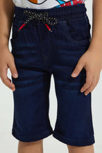 تنزيل الصورة على معرض الصور، Redtag-Darkwash-Knit-Denim-Shorts-Denim-Shorts-Boys-2 to 8 Years
