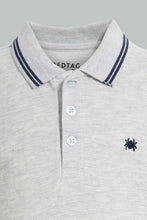 Load image into Gallery viewer, Redtag-Grey-Marl-With-Navy-Tipping-Collar--Polo-Plain-Boys-2 to 8 Years
