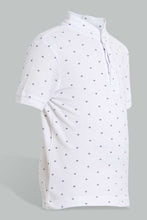 Load image into Gallery viewer, Redtag-White-Aop-Stand-Collar-Polo-All-Over-Prints-Boys-2 to 8 Years
