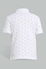 Redtag-White-Aop-Stand-Collar-Polo-All-Over-Prints-Boys-2 to 8 Years