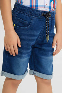 Redtag-Midwash-Knit-Denim-Shorts-Denim-Shorts-Boys-2 to 8 Years