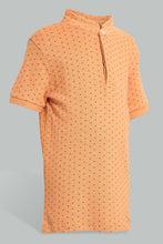 Load image into Gallery viewer, Redtag-Orange-Aop-Stand-Collar-Polo-All-Over-Prints-Boys-2 to 8 Years
