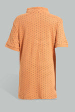 Load image into Gallery viewer, Redtag-Orange-Aop-Stand-Collar-Polo-All-Over-Prints-Boys-2 to 8 Years
