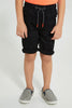 Redtag-Black-Knit-Denim-Shorts-Denim-Shorts-Boys-2 to 8 Years