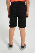 تنزيل الصورة على معرض الصور، Redtag-Black-Knit-Denim-Shorts-Denim-Shorts-Boys-2 to 8 Years
