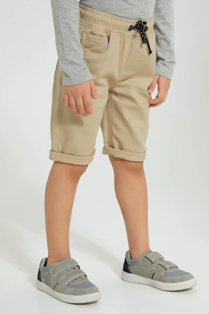 Redtag-Beige-Knit-Denim-Shorts-Boys-Shorts,-Colour:Beige,-Filter:Boys-(2-to-8-Yrs),-New-In,-New-In-BOY,-Non-Sale,-S22B,-Section:Kidswear,-TBL-Boys-2 to 8 Years