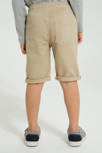 Redtag-Beige-Knit-Denim-Shorts-Boys-Shorts,-Colour:Beige,-Filter:Boys-(2-to-8-Yrs),-New-In,-New-In-BOY,-Non-Sale,-S22B,-Section:Kidswear,-TBL-Boys-2 to 8 Years