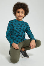 Load image into Gallery viewer, Redtag-Blue-Construction-Truck-Printed-T-Shirt-Long-Sleeves-Boys-2 to 8 Years
