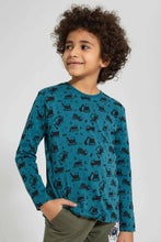 Load image into Gallery viewer, Redtag-Blue-Construction-Truck-Printed-T-Shirt-Long-Sleeves-Boys-2 to 8 Years
