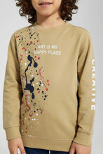 Load image into Gallery viewer, Beige Slogan Print Sweatshirt
