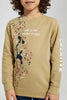 Beige Slogan Print Sweatshirt