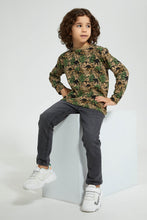 Load image into Gallery viewer, Redtag-Green-Camo-Dino-Printed-T-Shirt-Long-Sleeves-Boys-2 to 8 Years
