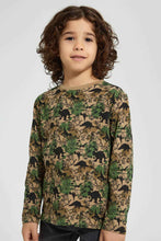 Load image into Gallery viewer, Redtag-Green-Camo-Dino-Printed-T-Shirt-Long-Sleeves-Boys-2 to 8 Years
