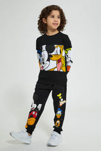 Redtag-Black-Mickey-Mouse-Jog-Pant-Joggers-Boys-2 to 8 Years