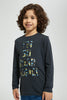 Redtag-Dark-Grey-Roarsome-Print-Longsleeve-Tshirt-Long-Sleeves-Boys-2 to 8 Years