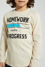 Load image into Gallery viewer, Redtag-Beige-Home-Work-Print-Longsleeve-Tshirt-Long-Sleeves-Boys-2 to 8 Years
