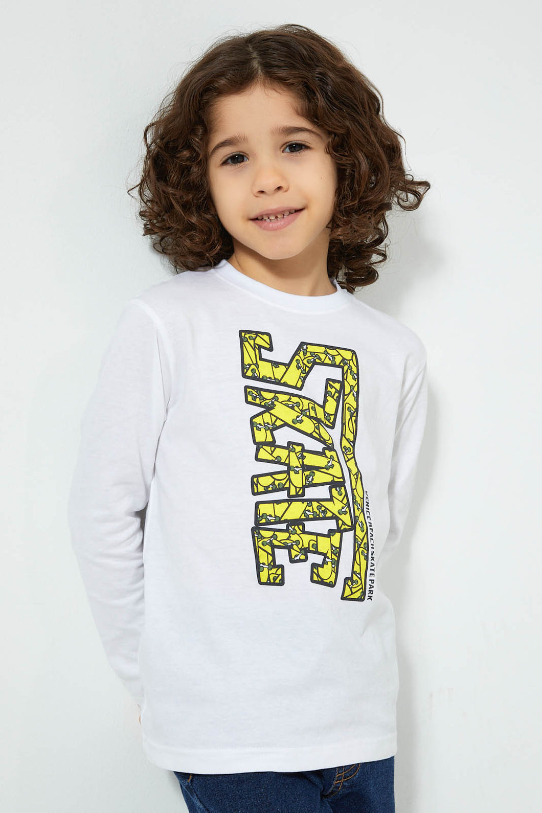 Redtag-White-Skate-Pring-Long-Sleeve-Tshirt-Long-Sleeves-Boys-2 to 8 Years