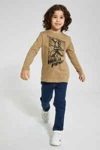 Redtag-Stone-Ninja-Power-Print-Long-Sleeve-Long-Sleeves-Boys-2 to 8 Years