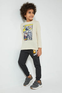 Redtag-Grey-Hero-Print-Long-Sleeve-Tshirt-Long-Sleeves-Boys-2 to 8 Years