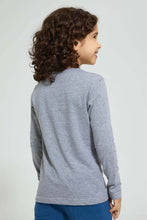 Load image into Gallery viewer, Redtag-Grey-Marl-Power-Up-Print-Long-Sleeve-Tshirt-Long-Sleeves-Boys-2 to 8 Years
