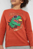 Redtag-Brown-Dino-King-Print-Long-Sleeve-Tshirt-Long-Sleeves-Boys-2 to 8 Years