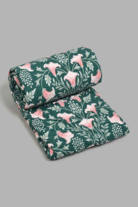 Redtag-Green-3-Piece-Floral-Printed-Quilt-Set-
(Double-Size)-Quilts-Home-Bedroom-