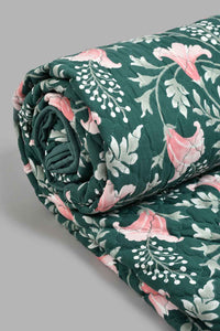 Redtag-Green-3-Piece-Floral-Printed-Quilt-Set-
(Double-Size)-Quilts-Home-Bedroom-