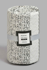 Redtag-Grey-3-Piece-Geometric-Printed-Quilt-Set-
(Double-Size)-Quilts-Home-Bedroom-