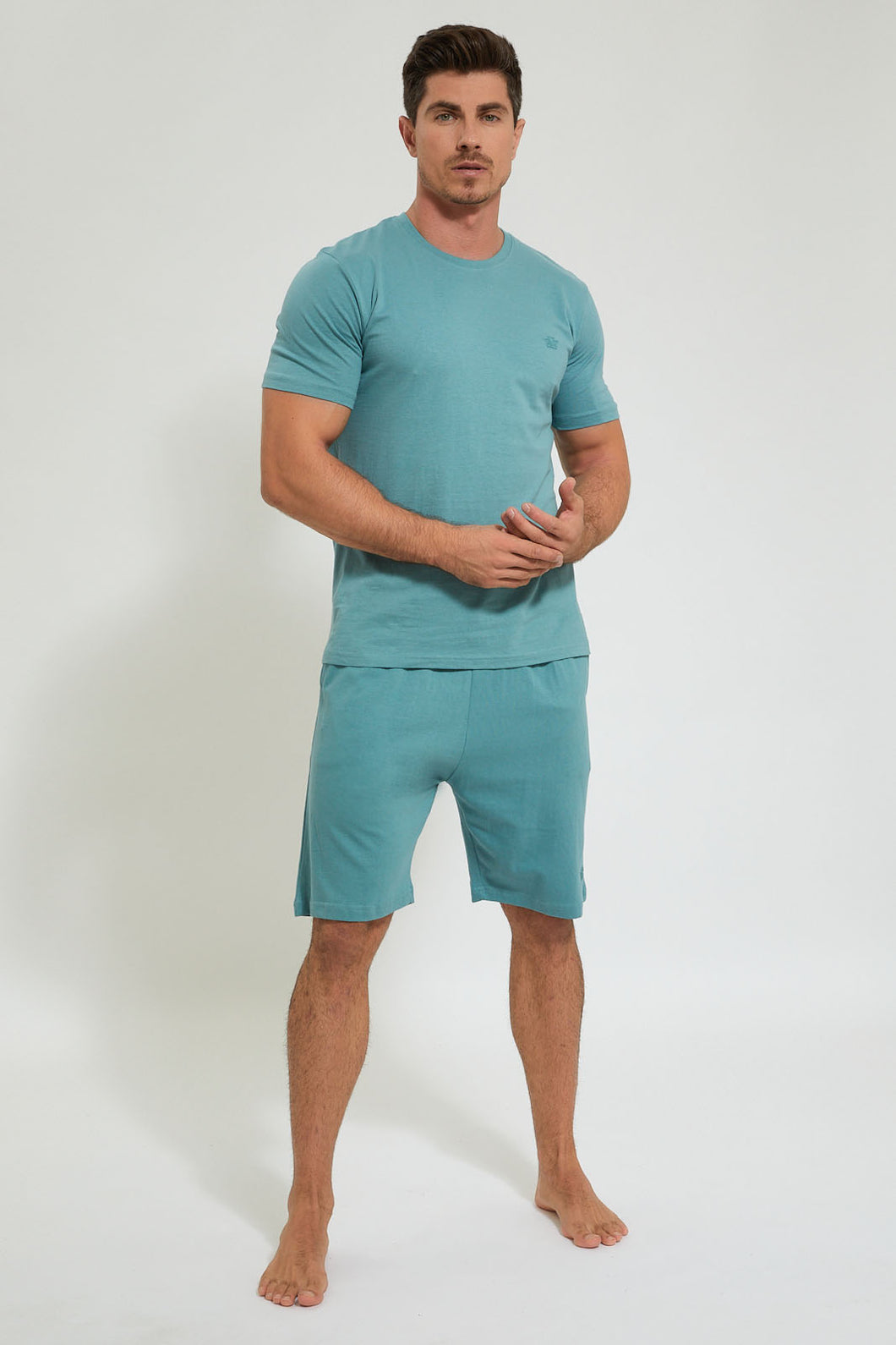 Redtag-Blue-Logo-Print-Pyjama-Set-Pyjama-Sets-Men's-