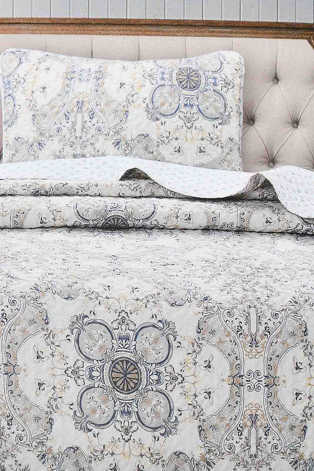 Redtag-Beige-Printed-2-Piece-Quilt-Set-(Single-Size)-Colour:Beige,-Filter:Home-Bedroom,-HMW-BED-Quilts,-New-In,-New-In-HMW-BED,-Non-Sale,-S22B,-Section:Homewares-Home-Bedroom-