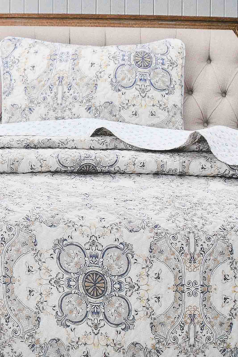 Redtag-Beige-Printed-2-Piece-Quilt-Set-(Single-Size)-Colour:Beige,-Filter:Home-Bedroom,-HMW-BED-Quilts,-New-In,-New-In-HMW-BED,-Non-Sale,-S22B,-Section:Homewares-Home-Bedroom-