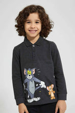 Load image into Gallery viewer, Redtag-Charcoal-Tom-&amp;-Jerry-Polo-Shirt-Polo-Shirts-Boys-2 to 8 Years

