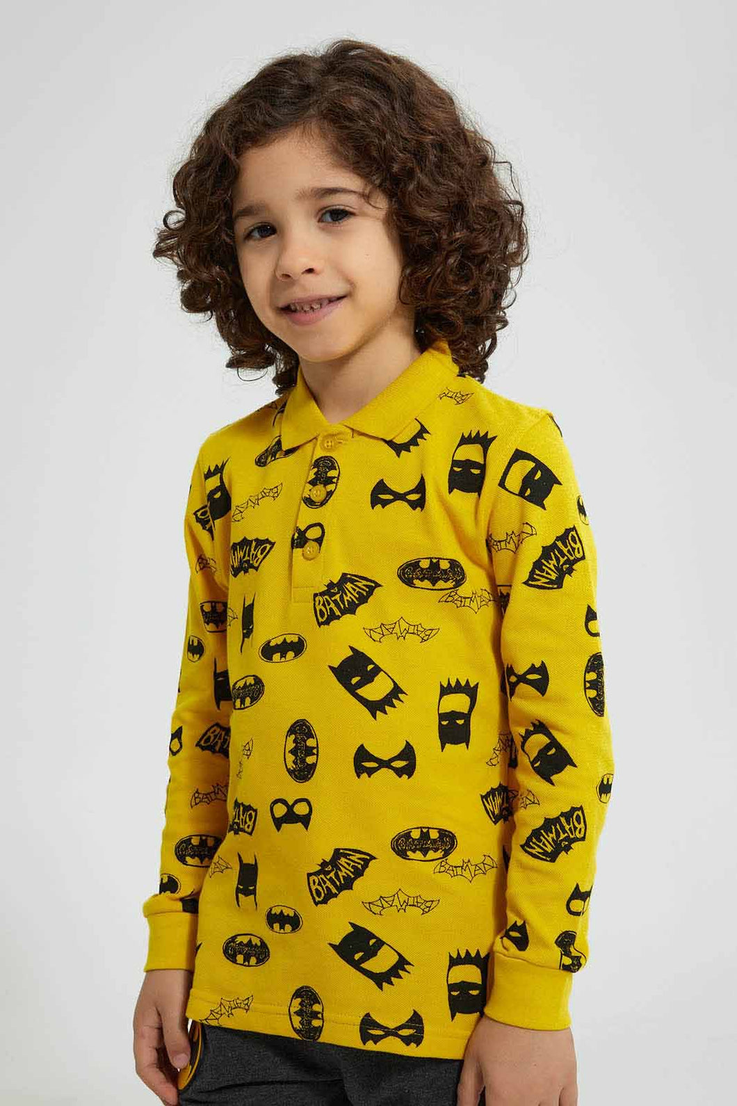 Redtag-Yellow-Batman-Printed-Polo-Shirt-Polo-Shirts-Boys-2 to 8 Years