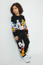 Load image into Gallery viewer, Redtag-Black-Mickey-Mouse-Crew-Neck-Sweatshirt-Sweatshirts-Boys-2 to 8 Years
