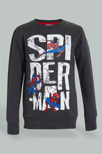 تنزيل الصورة على معرض الصور، Redtag-Charcoal-Spiderman-Crew-Neck-Sweatshirt-Sweatshirts-Boys-2 to 8 Years
