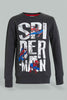 Redtag-Charcoal-Spiderman-Crew-Neck-Sweatshirt-Sweatshirts-Boys-2 to 8 Years