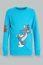 Load image into Gallery viewer, Redtag-Blue-Tom-&amp;-Jerry-Crew-Neck-Sweatshirt-Sweatshirts-Boys-2 to 8 Years
